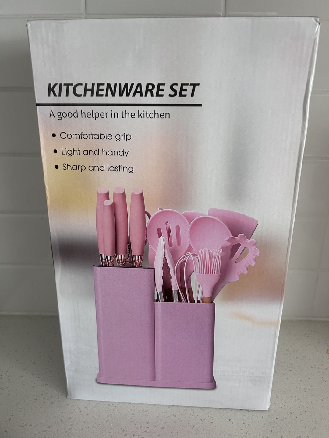 Kitchenware Set - Pink Silicone Utensils with Knives