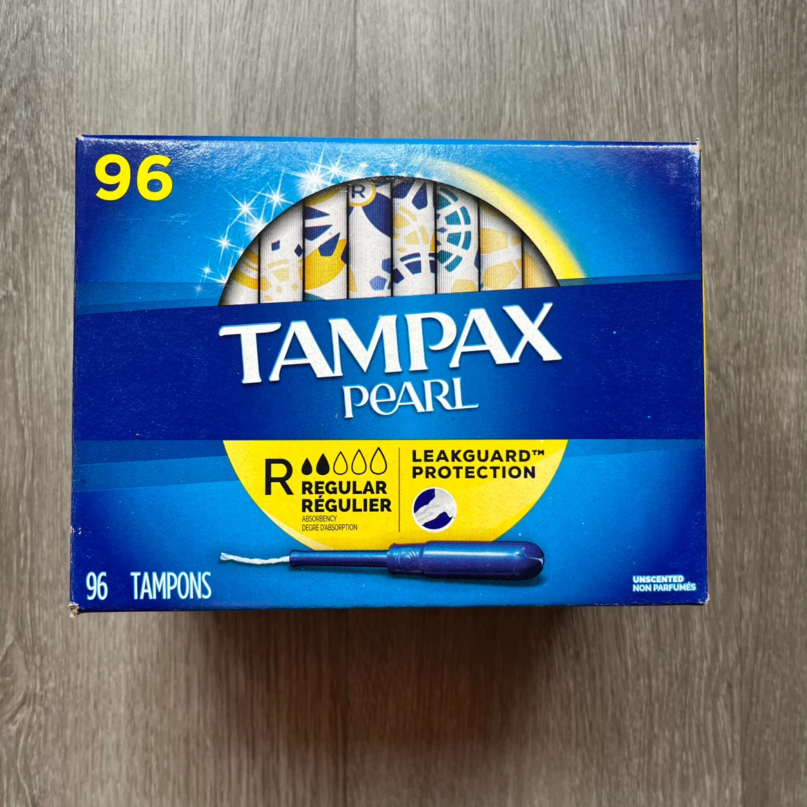 Tampax Pearl Tampons, Regular Absorbency, 96 Count