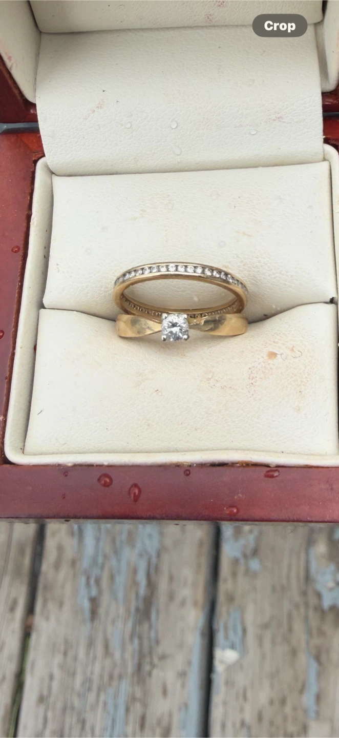 Gold Wedding Band Set with Diamond Engagement Ring - photo 5