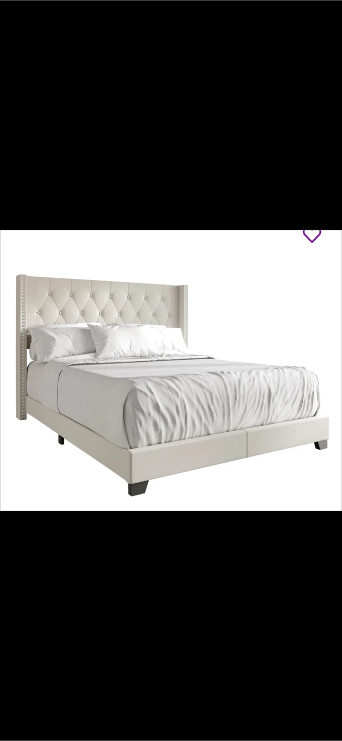 Tufted Upholstered Queen Bed Frame - photo 2