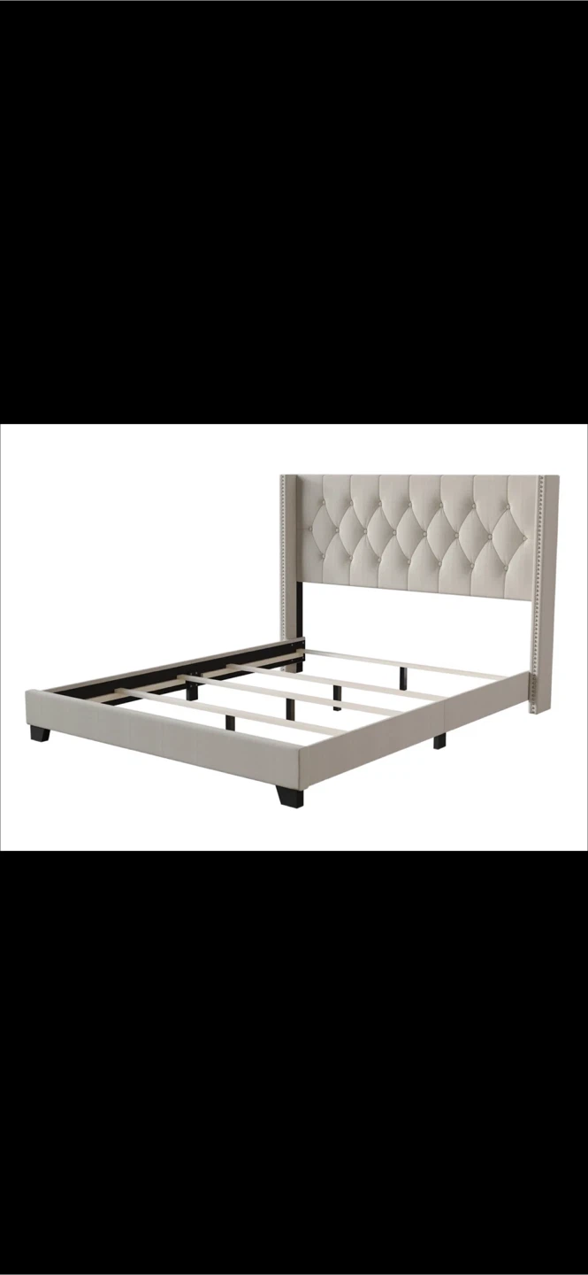 Tufted Upholstered Queen Bed Frame - photo 3
