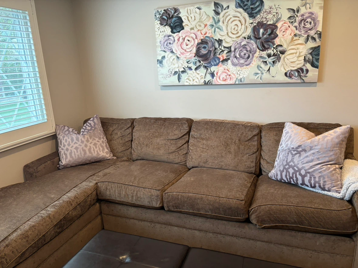 Walter E. Smithe Brown Sectional Sofa with Chaise