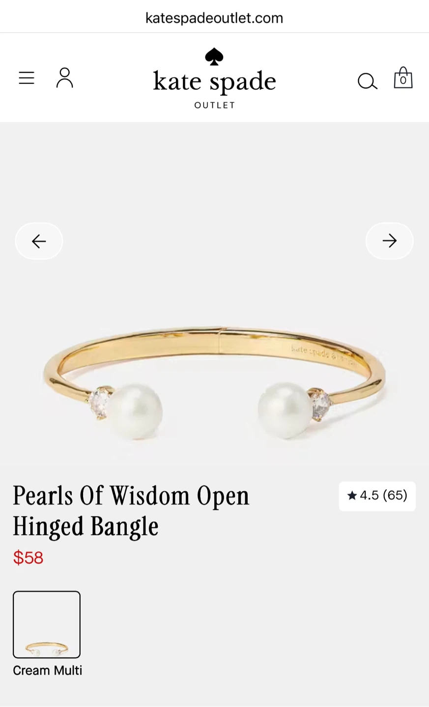 Kate Spade Pearls Of Wisdom Open Hinged Bangle Cream Multi
