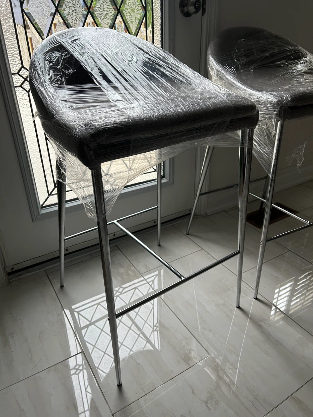 Set of 2 Strutube Abby Bar Stools with Chrome Legs - photo 2