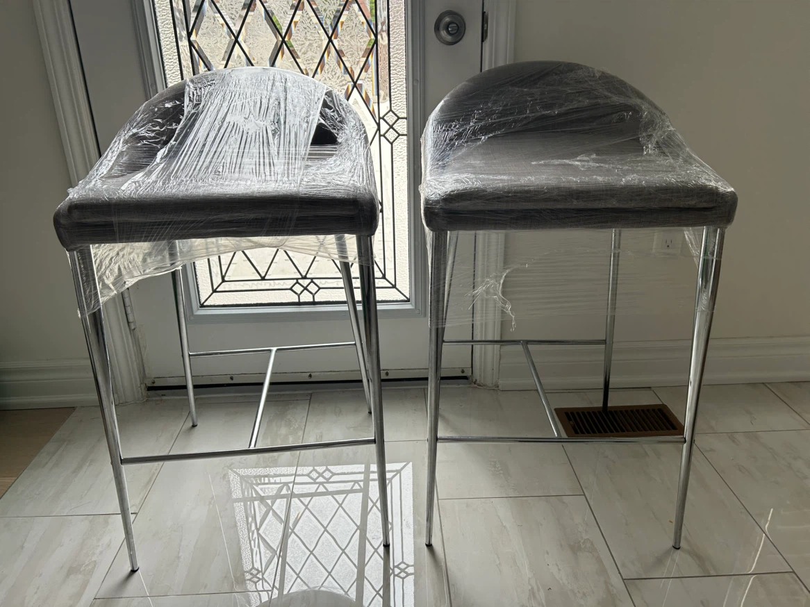 Set of 2 Strutube Abby Bar Stools with Chrome Legs - photo 3