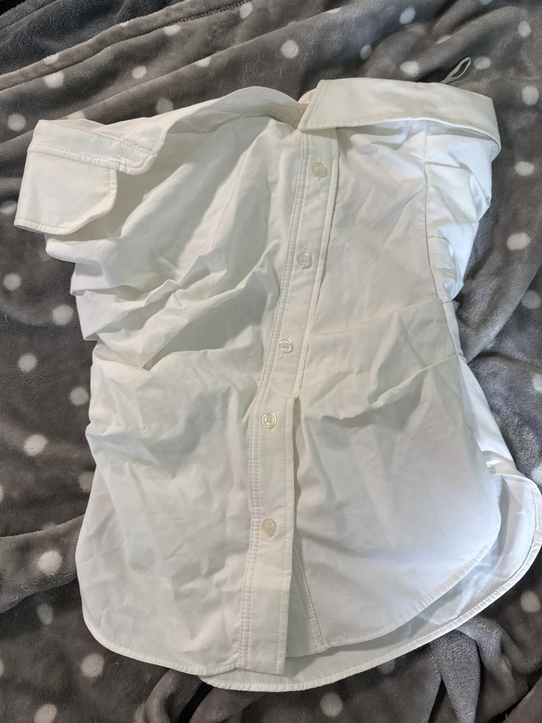 White Asymmetrical Collared Shirt