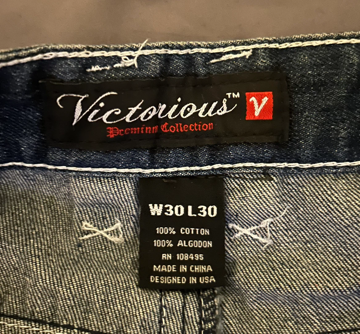 Victorious Premium Y2K Embroidered Jeans Fleur-de-Lis Rhinestone - photo 5
