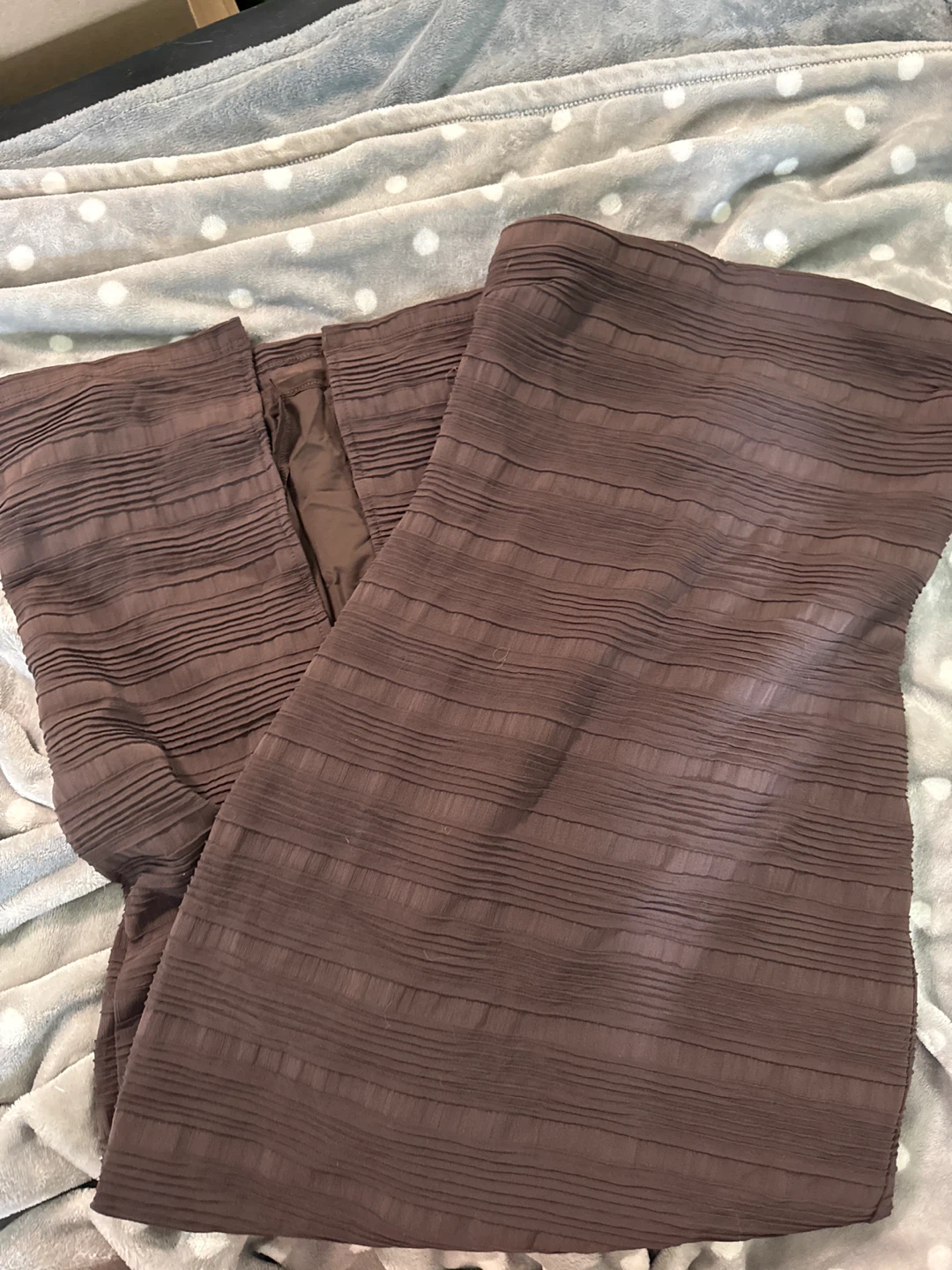 Brown Strapless Textured Dress