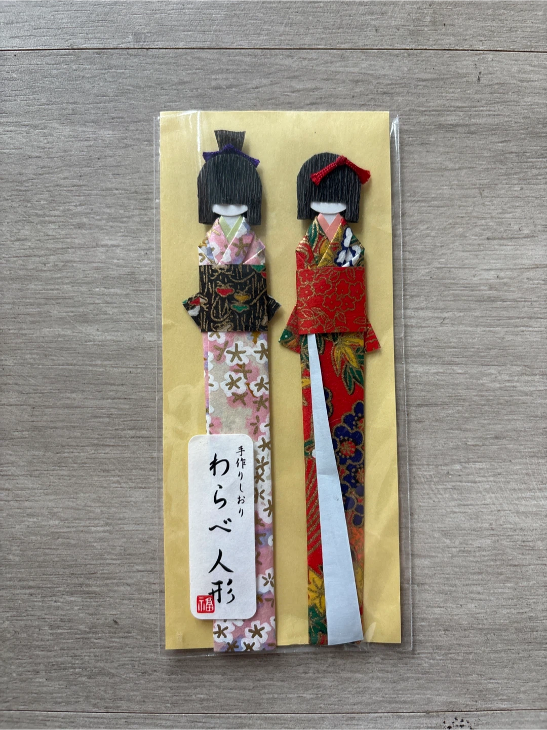 Two Handmade Japanese Paper Dolls Bookmarks