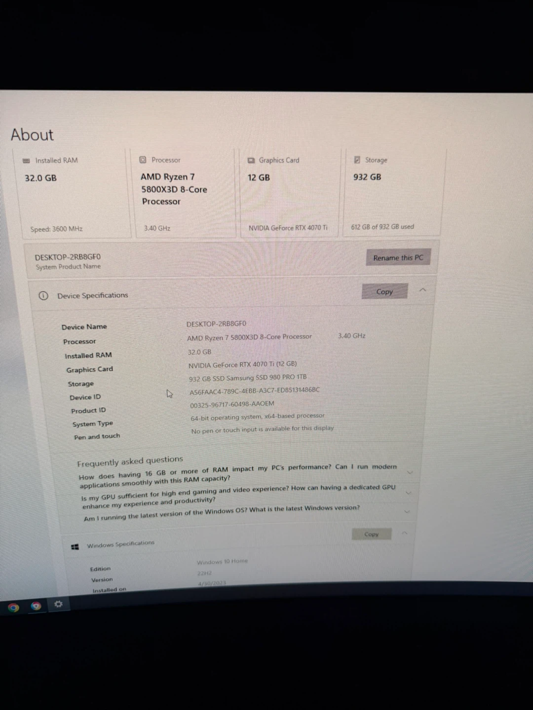 Custom pc build Ryzen 7 4070ti and monitors, chair everything!