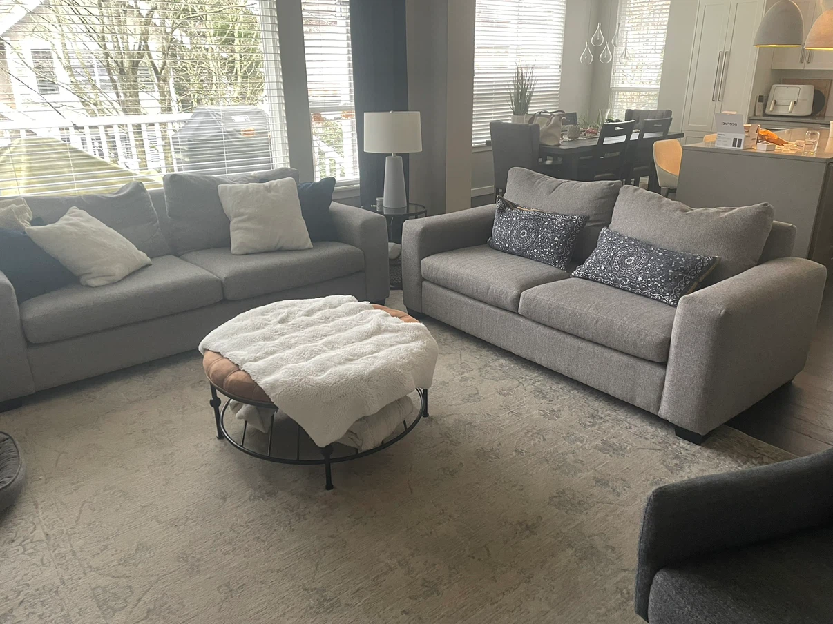 Grey Fabric Sofa with Decorative Pillows - photo 2