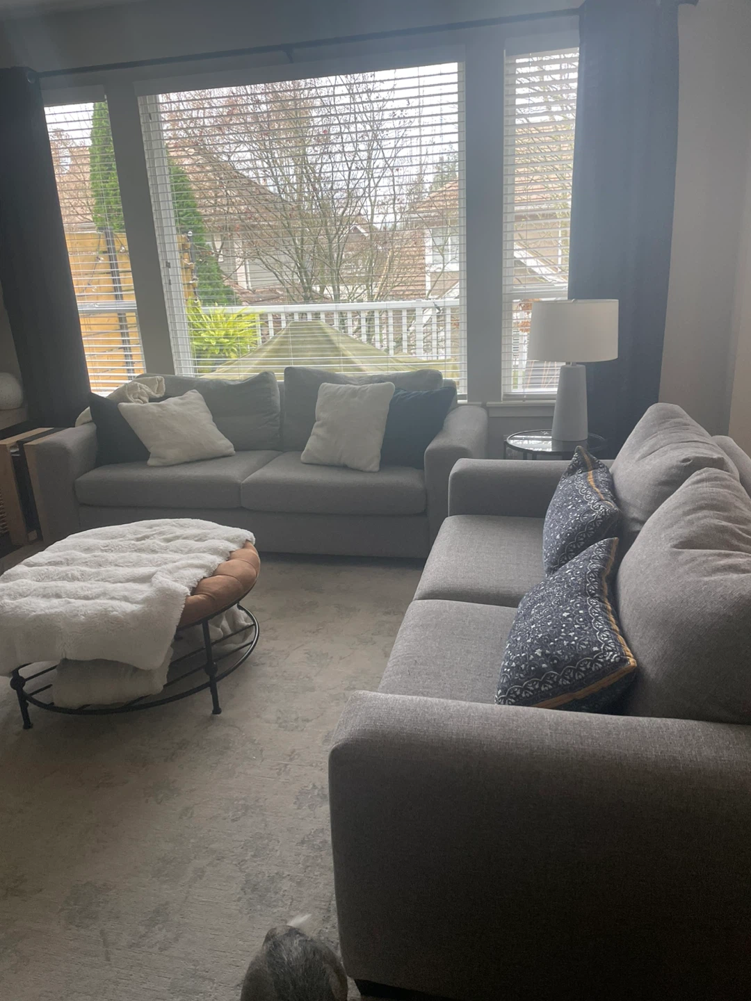 Grey Fabric Sofa with Decorative Pillows - photo 3