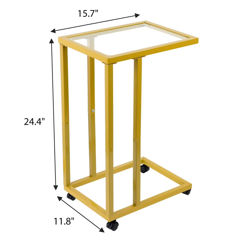 Fixwal Modern Gold C-Shaped End Table