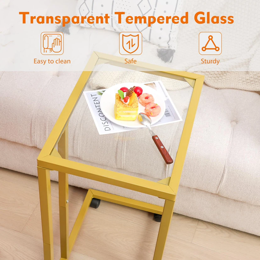 Fixwal Modern Gold C-Shaped End Table - photo 2
