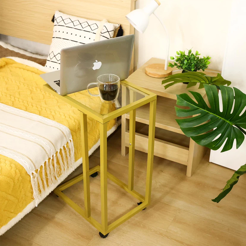 Fixwal Modern Gold C-Shaped End Table - photo 3