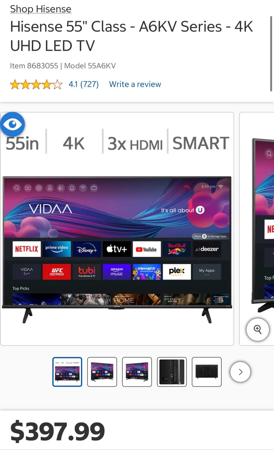Hisense 55" Class - A6KV Series - 4K UHD LED TV - photo 2