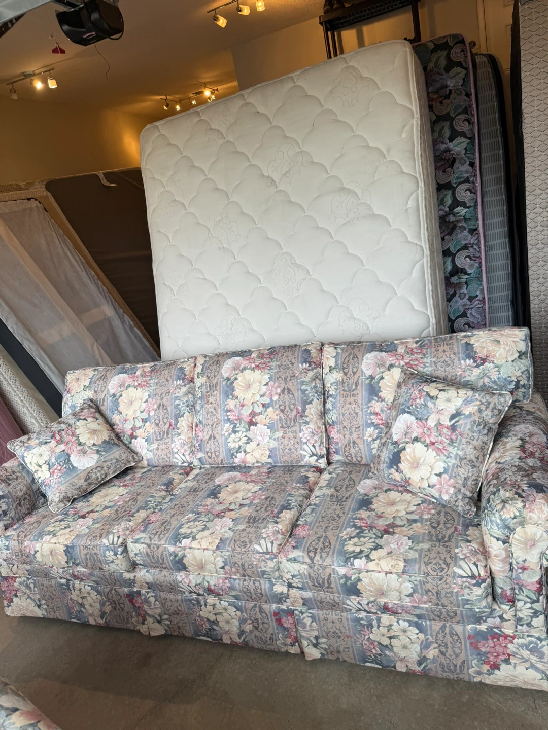Floral Sofa with Matching Pillows