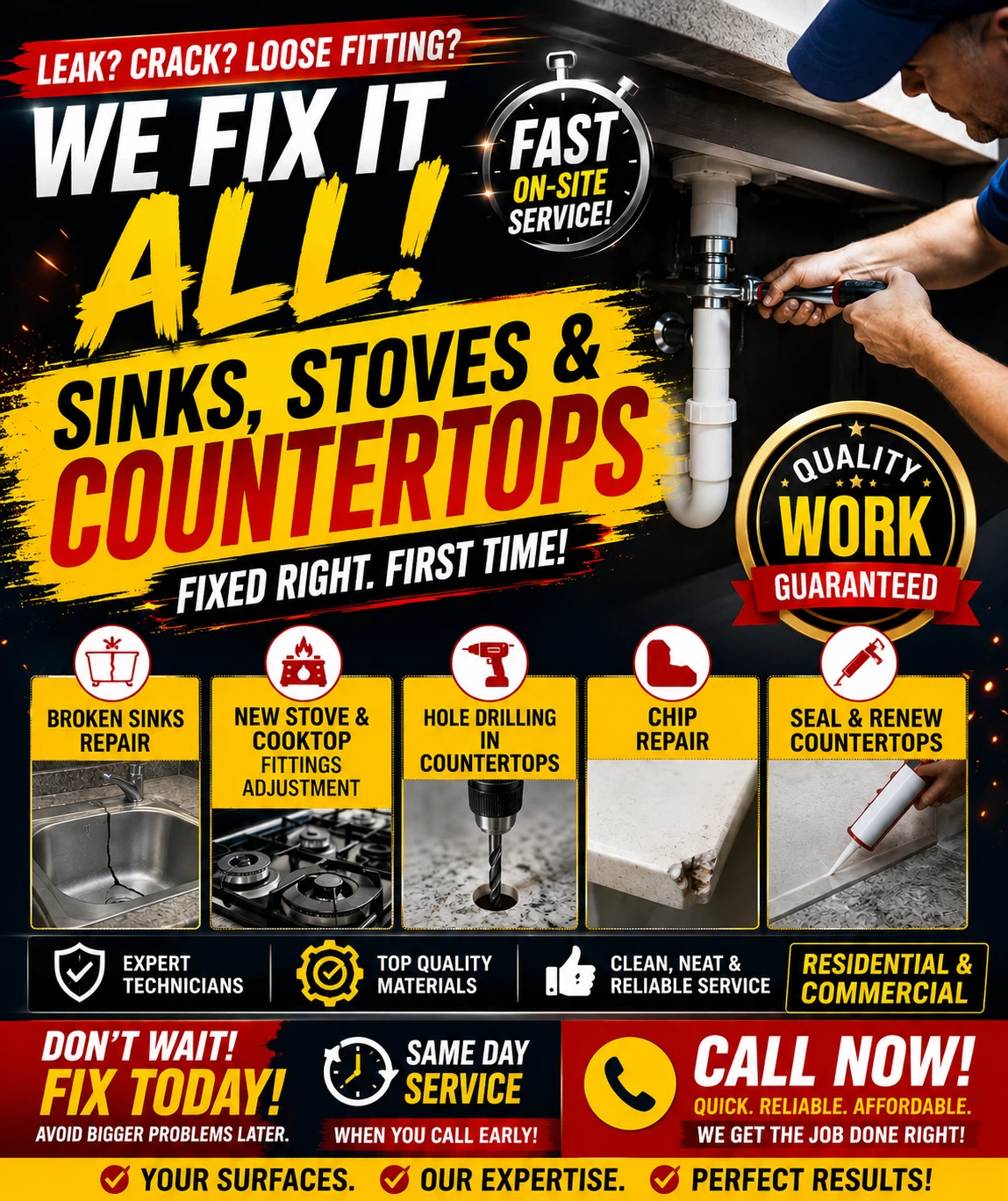 We Fix Sinks, Stoves & Countertops