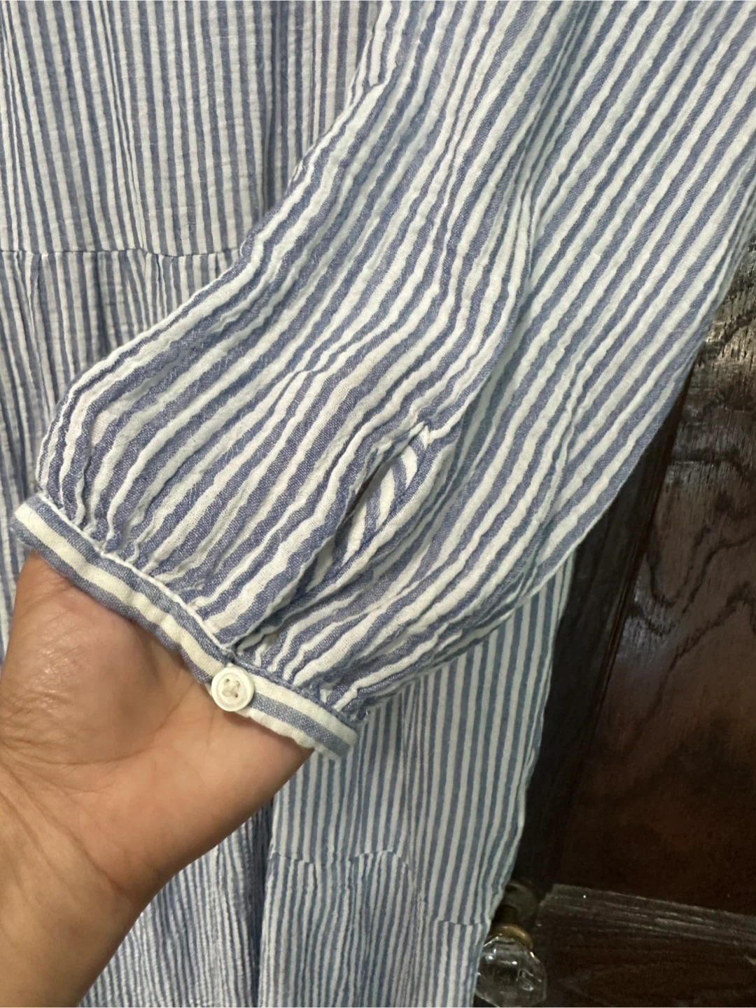 Beach Lunch Lounge Blue Striped Tiered Dress - photo 4
