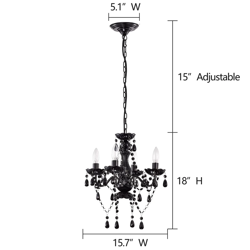 Black Chandelier Small Crystal Lighting Mini Acrylic
