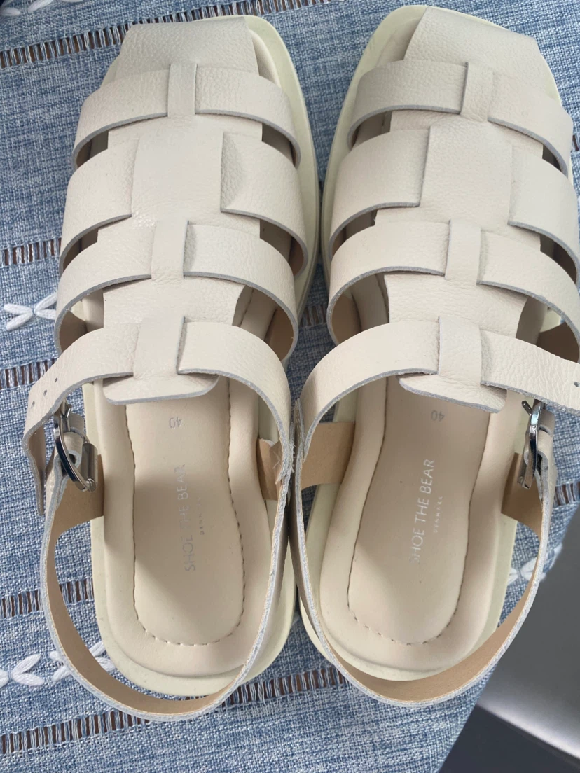 SHOE THE BEAR Cream Woven Gladiator Sandals