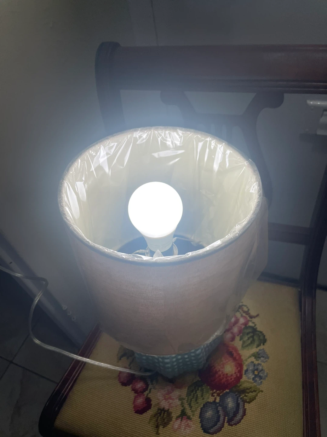 Light Blue Textured Base Table Lamp with Fabric Shade - photo 3