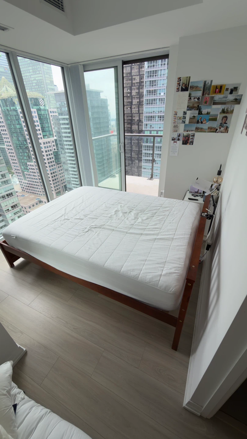 Wooden Bed Frame with Mattress