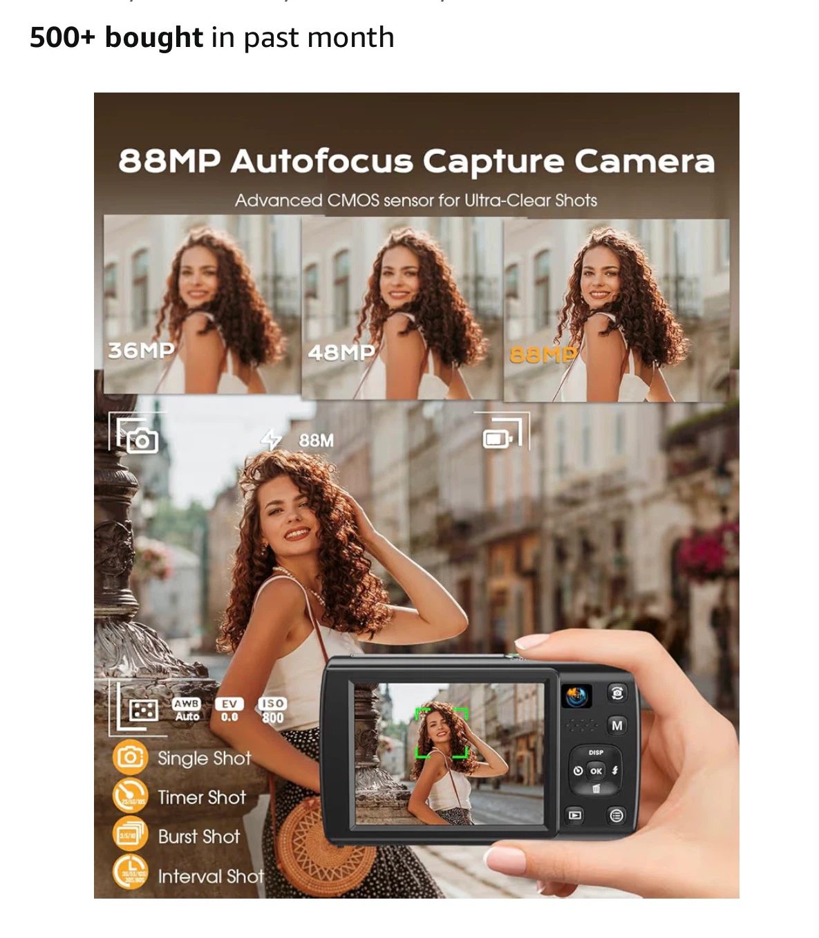 8K Digital Video Camera, 88MP, Wifi, 16x Zoom, Black - photo 3