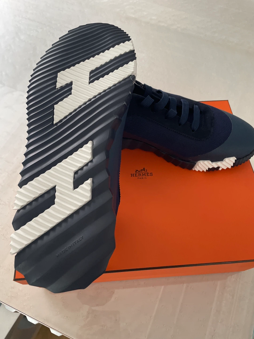 Hermès Navy Blue Sneakers - photo 3
