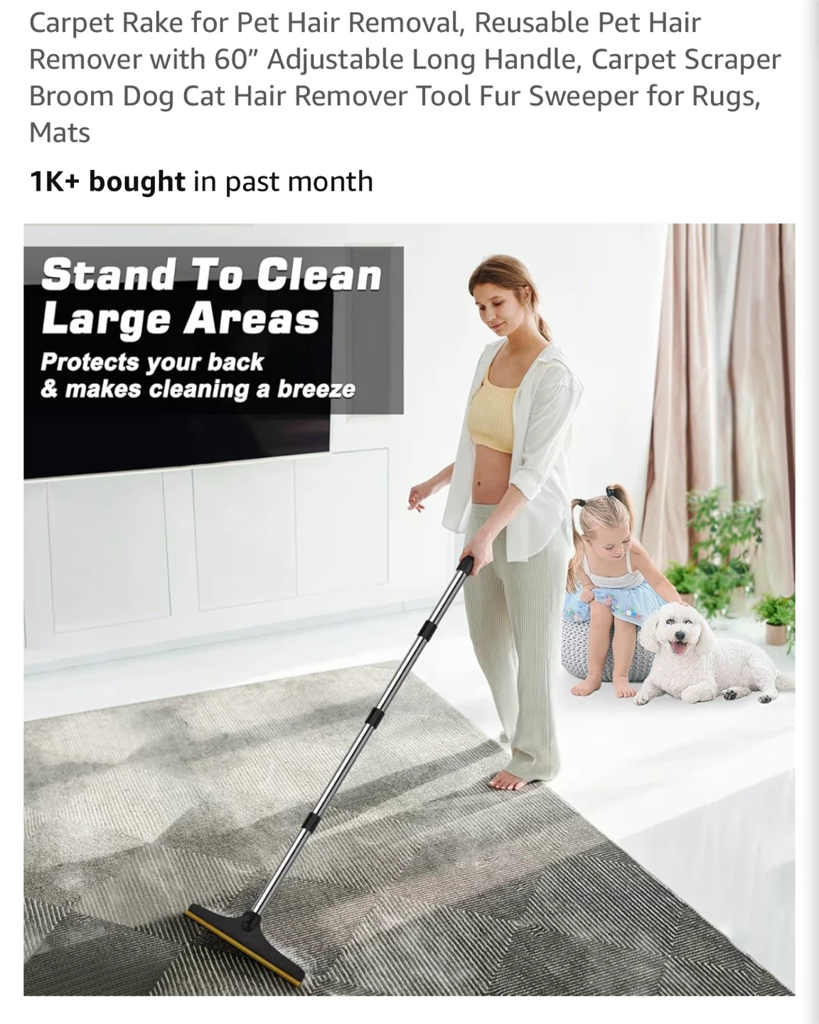 Pet Hair Remover Broom with 60" Adjustable Handle - photo 5