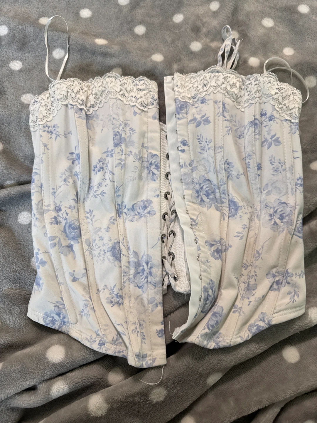 Floral Corset Top with Lace Trim