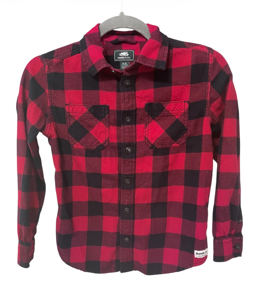 Roots Kids Plaid Button-Up Shirt – Size Medium (7–8 Years)