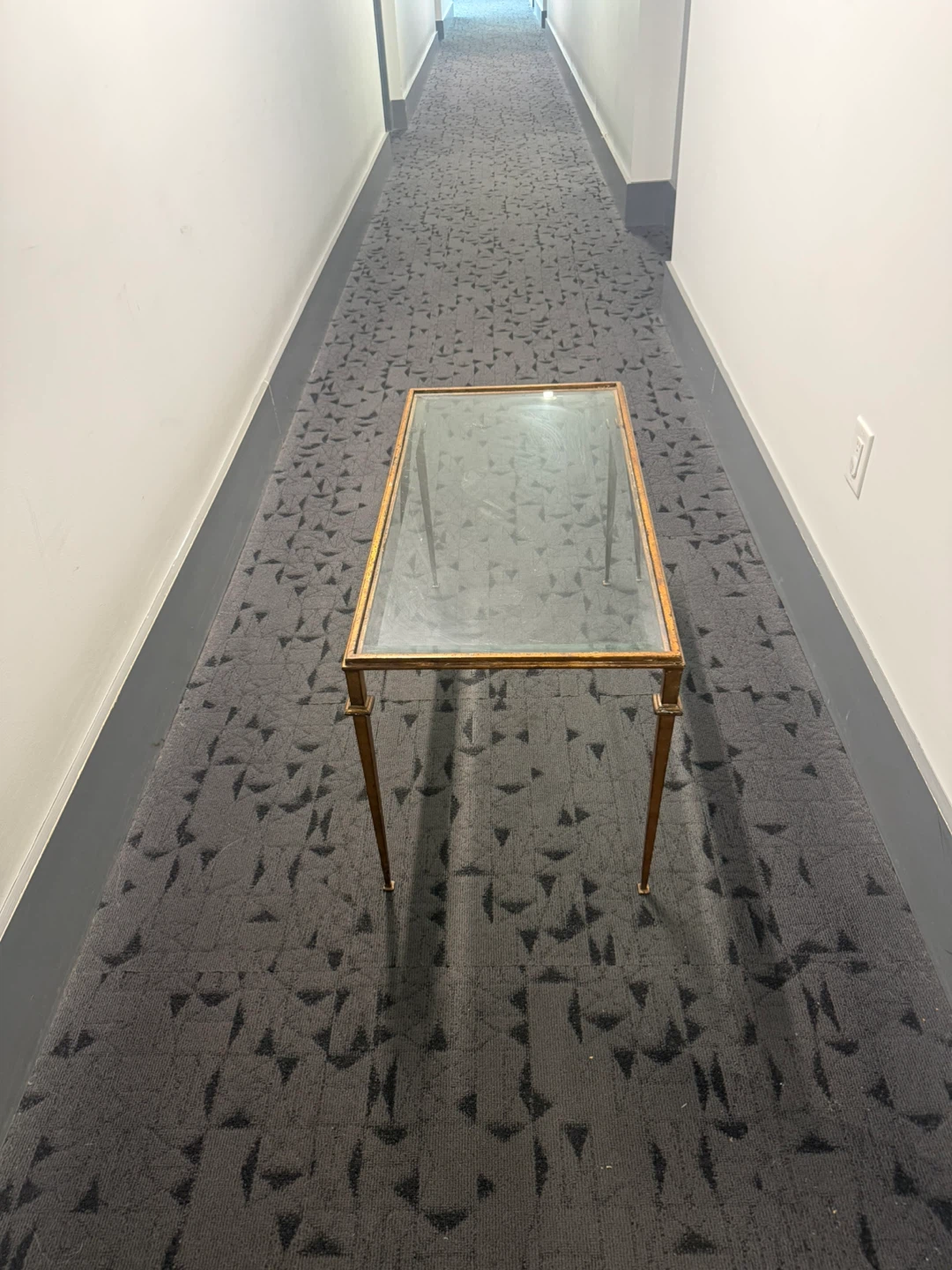 Vintage Glass Top Coffee Table – Metal Frame