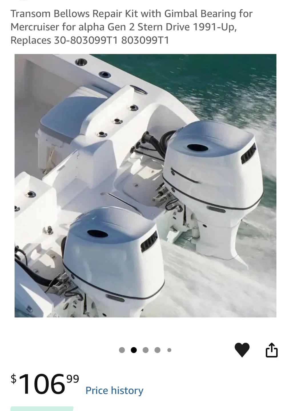 Transom Bellows Repair Kit with Gimbal Bearing