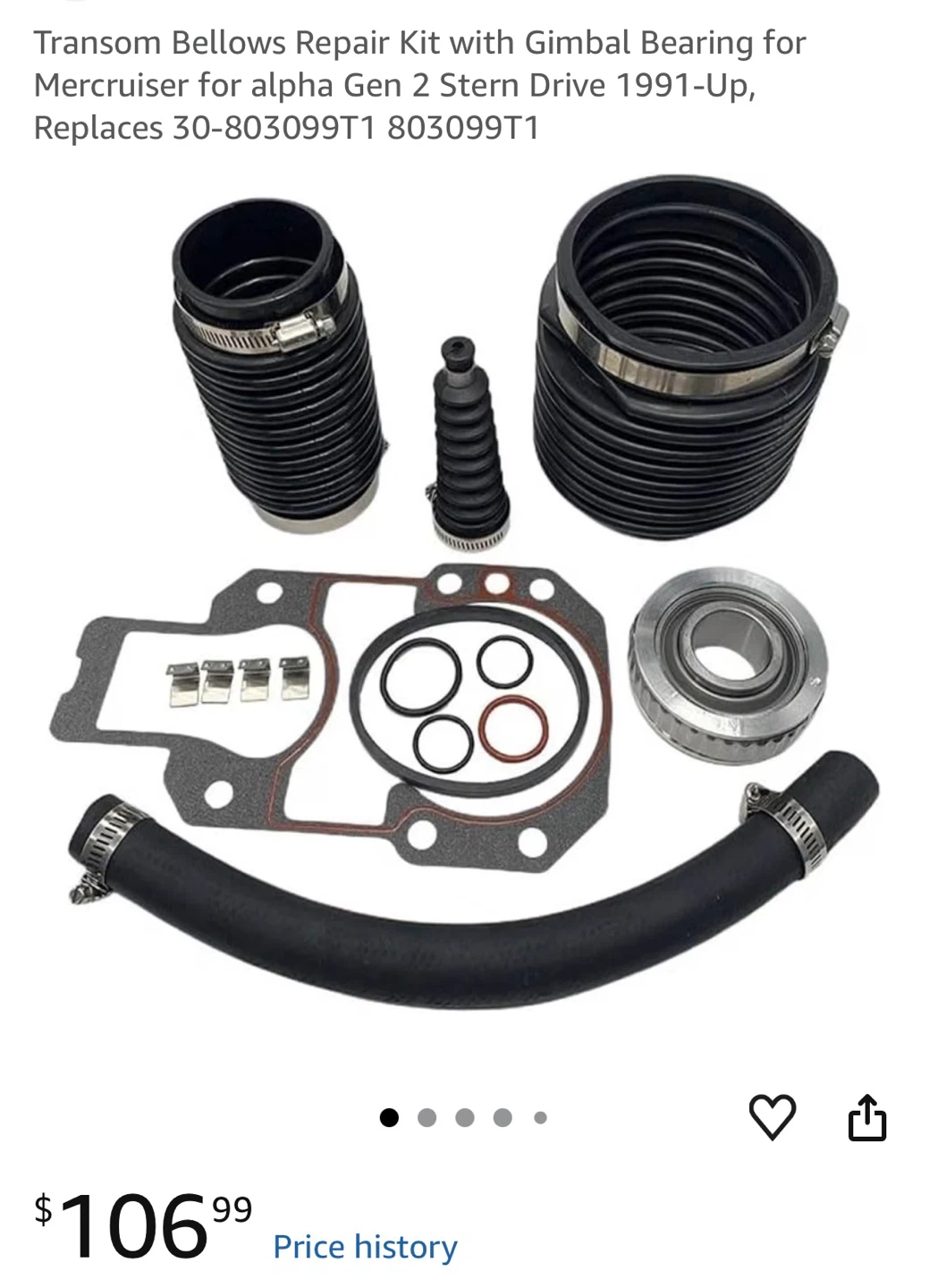 Transom Bellows Repair Kit with Gimbal Bearing - photo 2