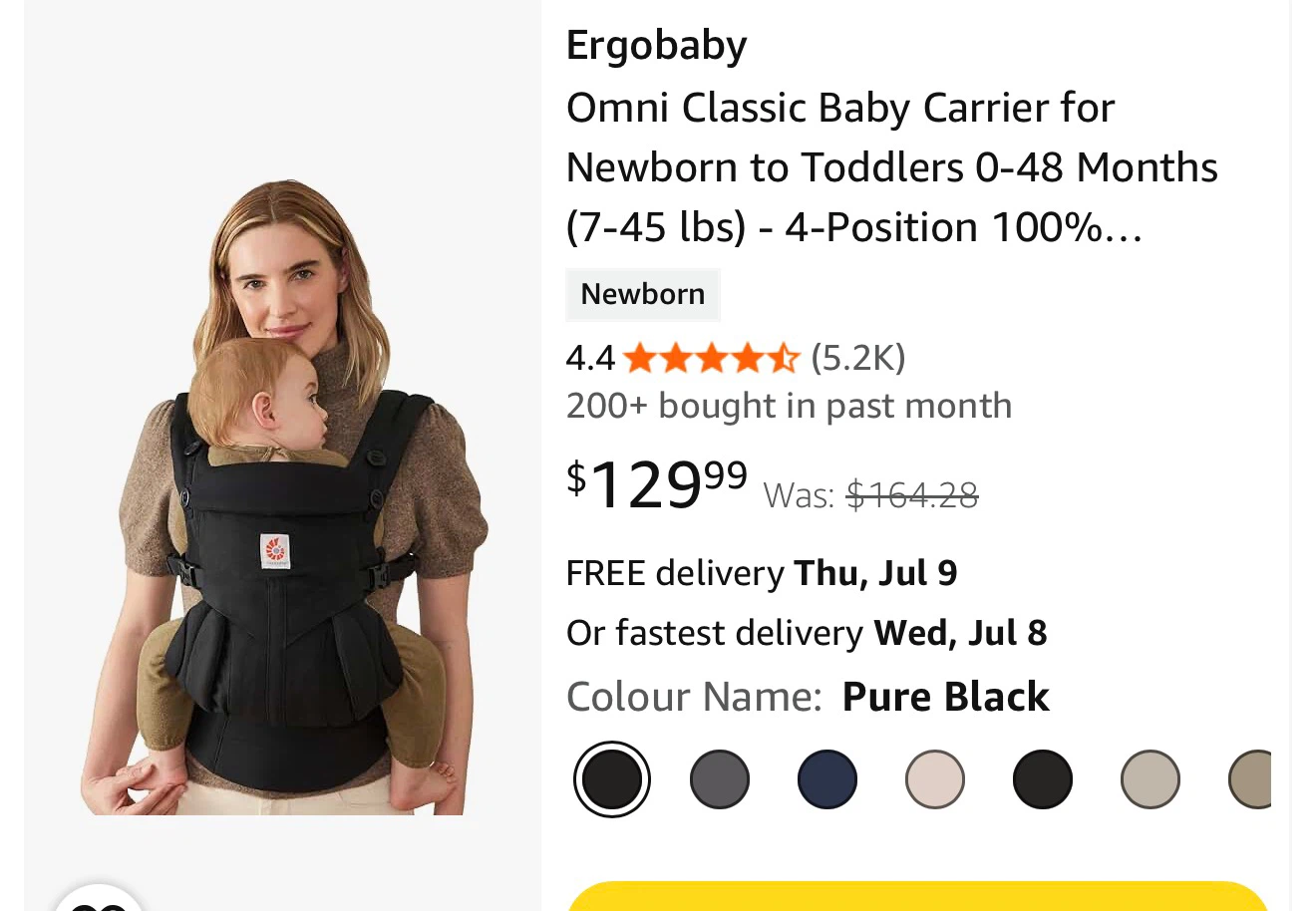 Ergobaby Omni Classic All-in-One Baby Carrier - Pure Black - photo 4