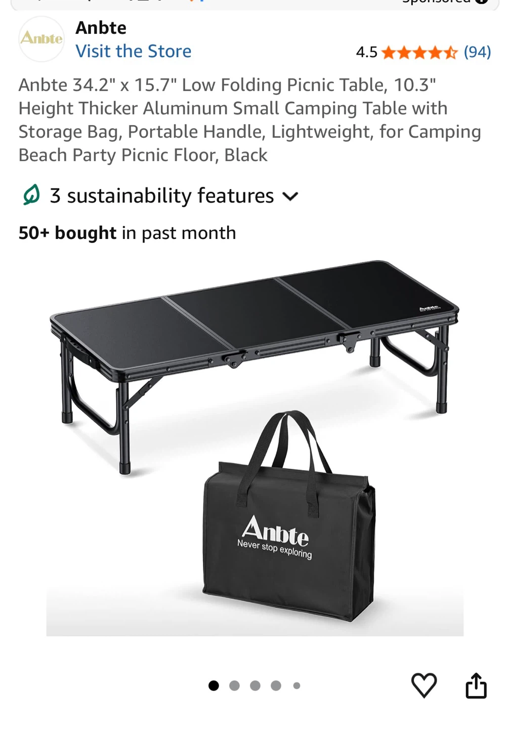 Anbte Low Folding Picnic Table