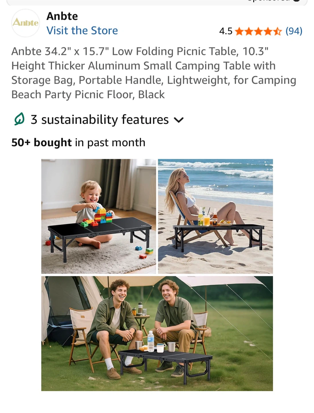 Anbte Low Folding Picnic Table - photo 2