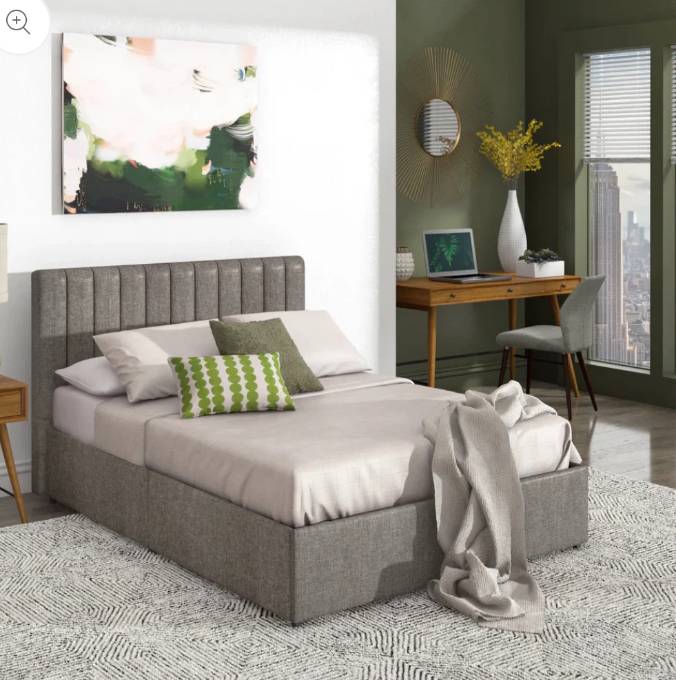 New Full Size Gray Upholstered Storage Platform Bed - photo 2