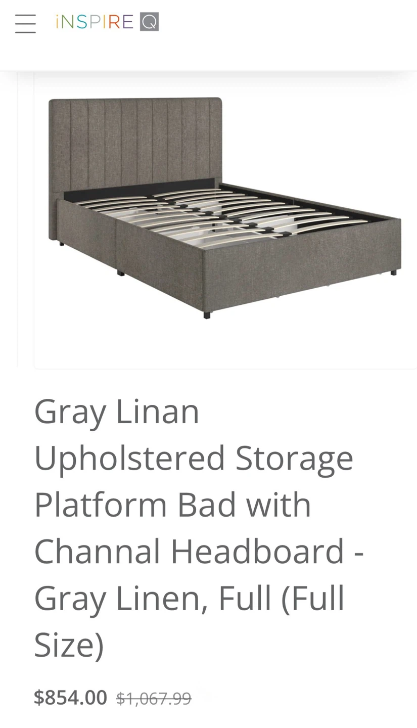New Full Size Gray Upholstered Storage Platform Bed - photo 3