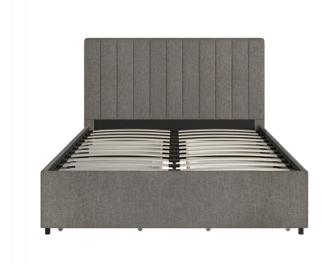 New Full Size Gray Upholstered Storage Platform Bed - photo 5
