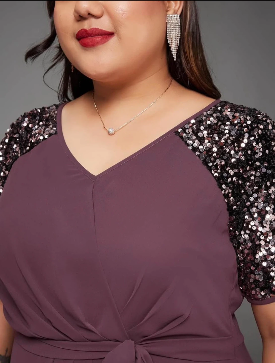 Purple sequin sleeve maxi dress - photo 2