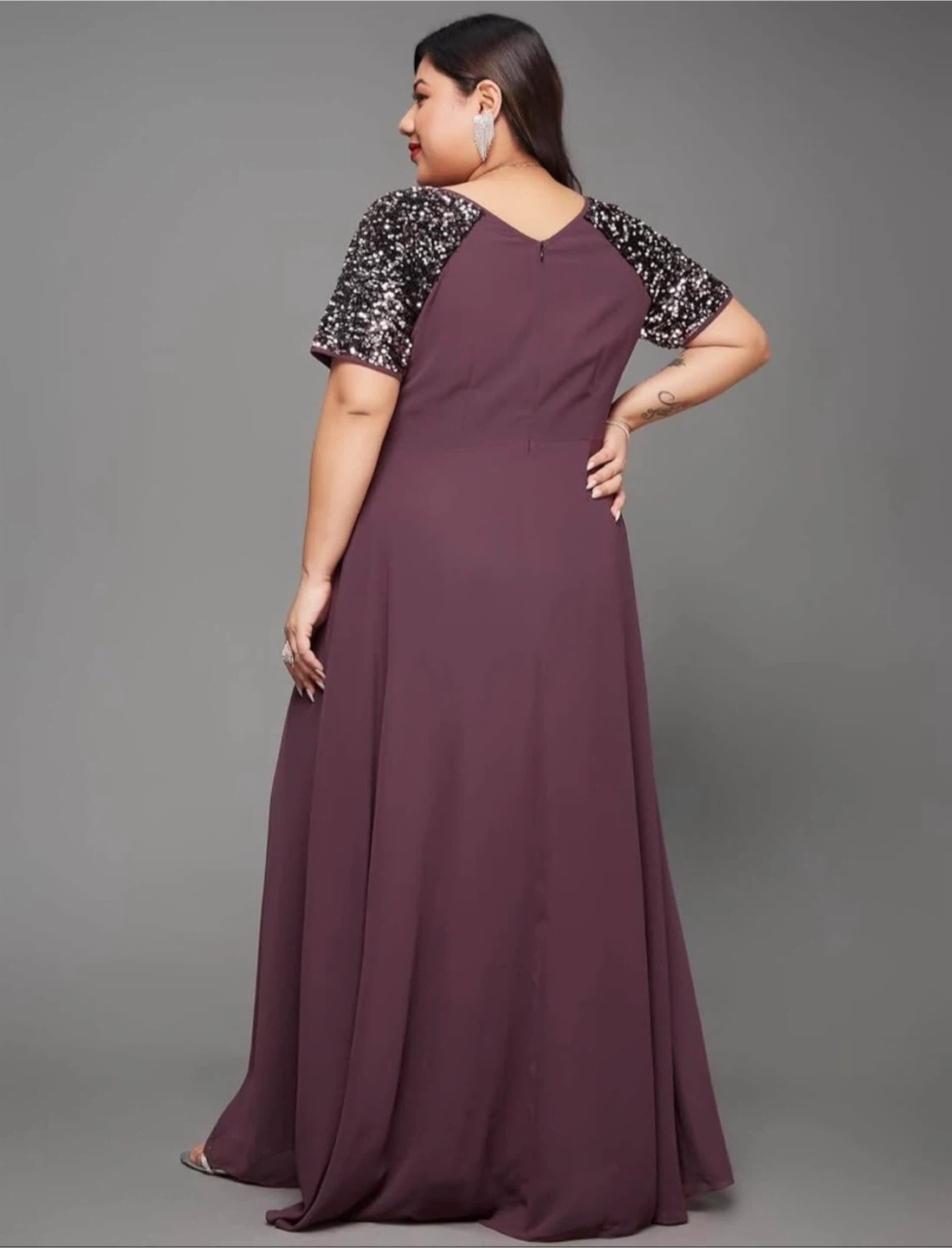 Purple sequin sleeve maxi dress - photo 3