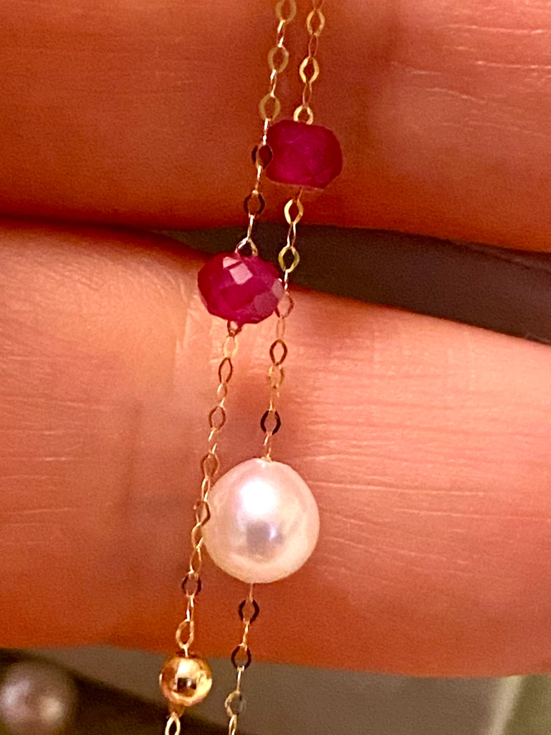 18K Gold Necklace with Pearls and Rubies - photo 4
