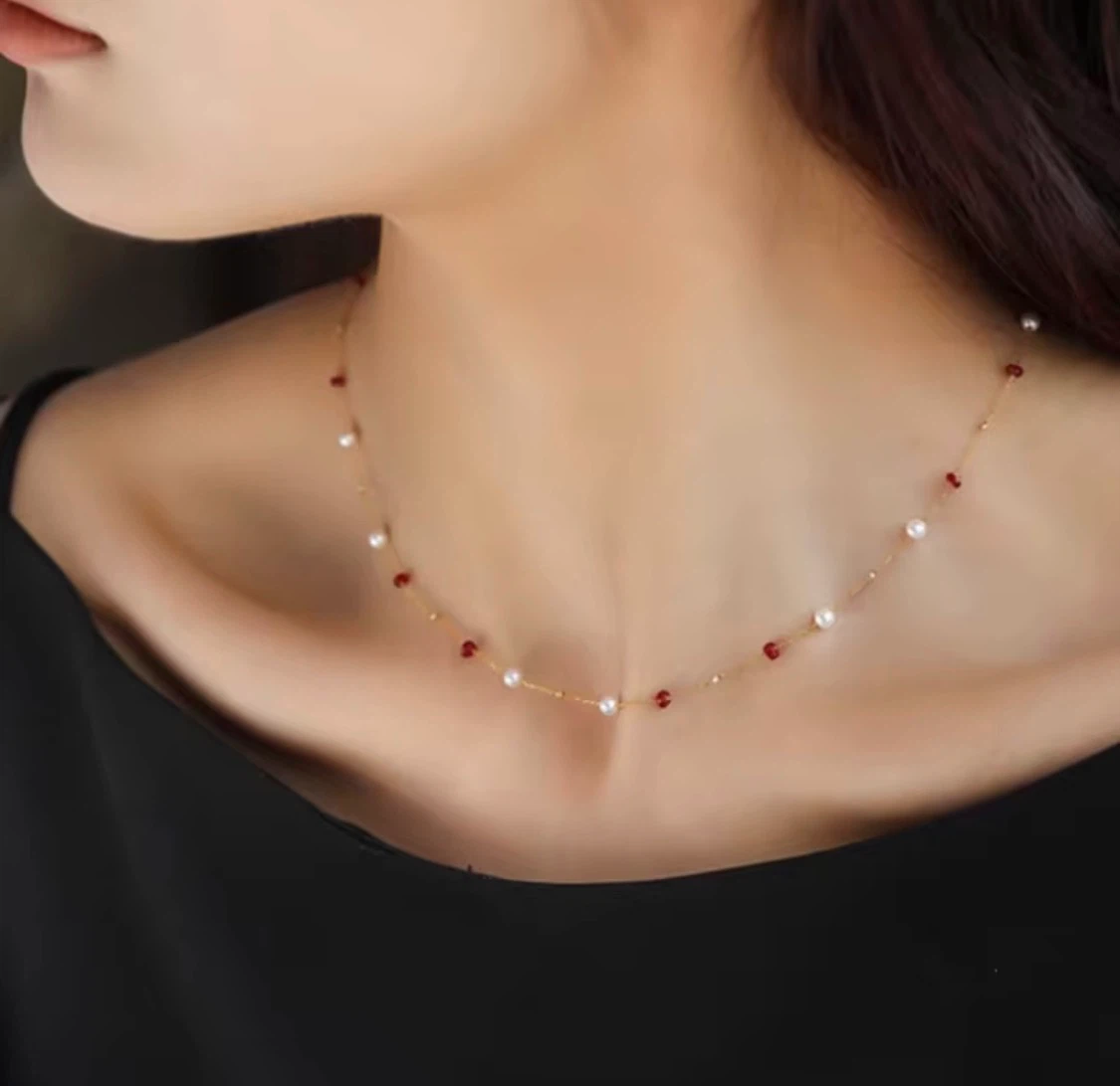 18K Gold Necklace with Pearls and Rubies - photo 5