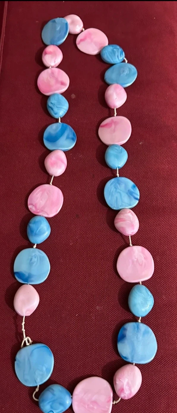 Pink and Blue Beaded Necklace
