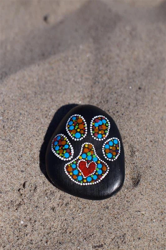 Hand-painted decorative stones (cat and paw print) - photo 2