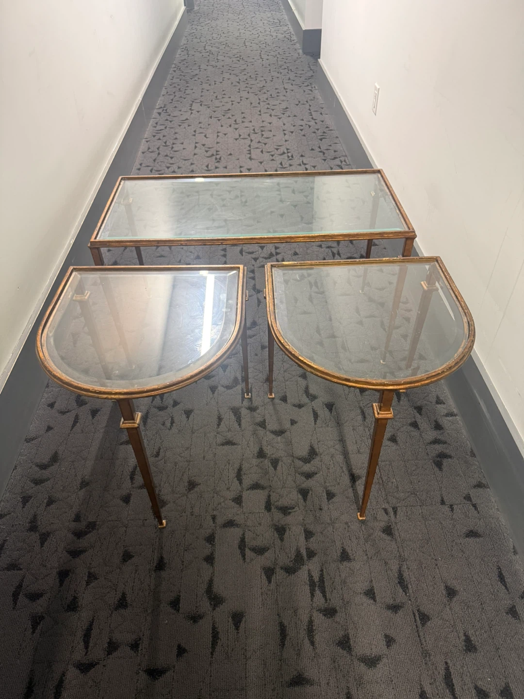 Vintage 3-Piece Glass Coffee Table & End Table Set