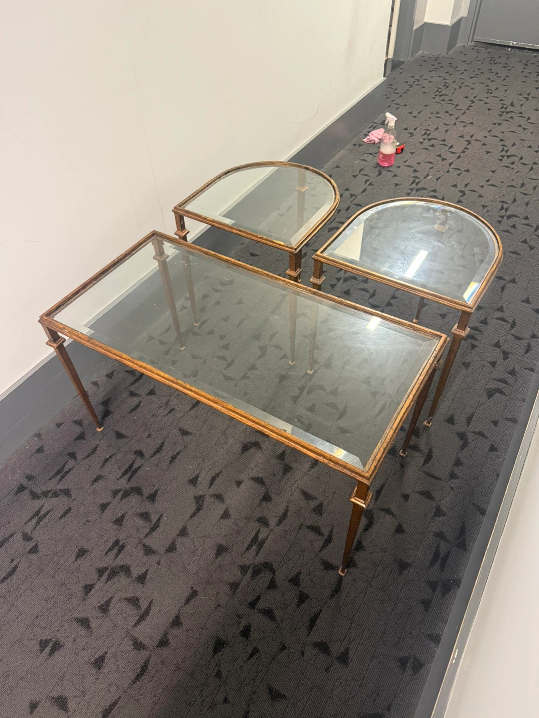Vintage 3-Piece Glass Coffee Table & End Table Set - photo 4