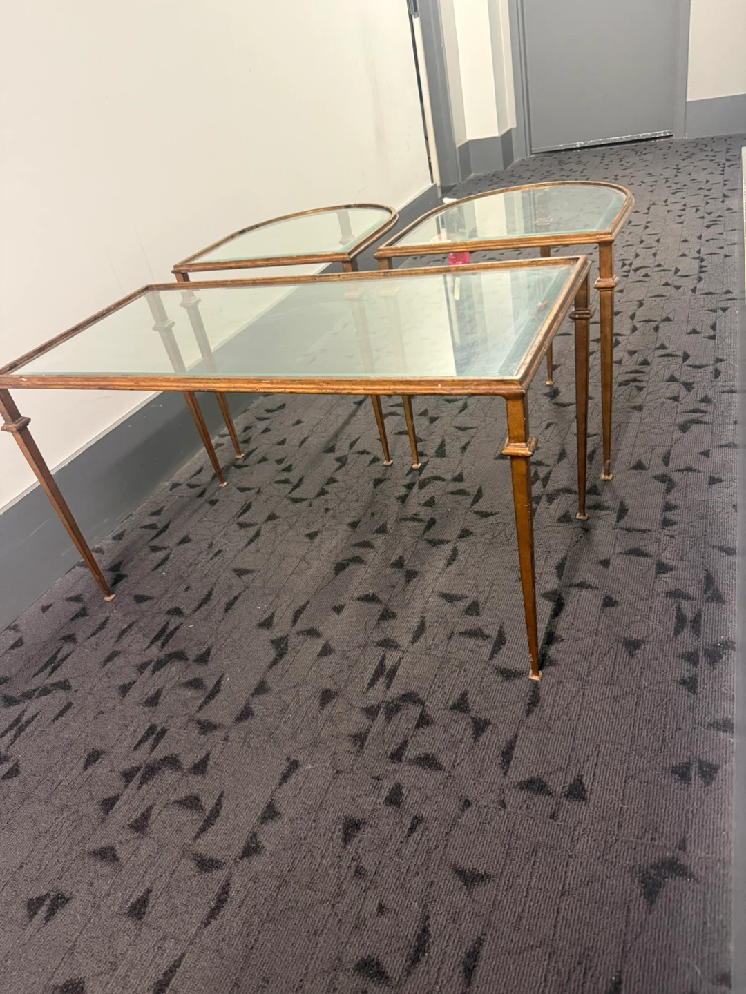 Vintage 3-Piece Glass Coffee Table & End Table Set - photo 5